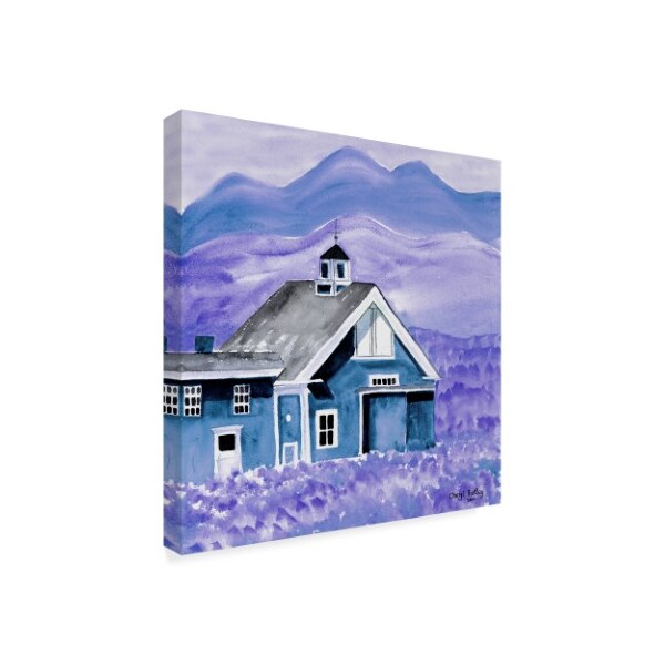 Cheryl Bartley 'Blue Folk Art Barn' Canvas Art,35x35